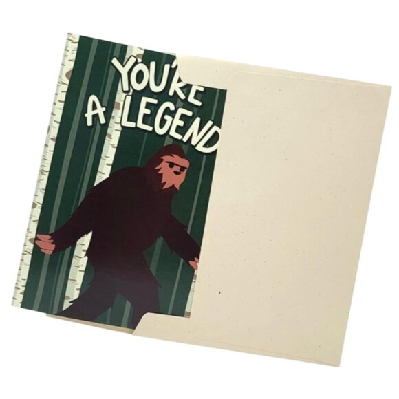 Bigfoot Card Blank Inside Sasquatch Notecard Envelope "You're a Legend" Squatch - Picture 3 of 3